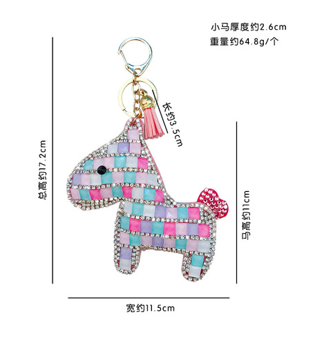 Korean cute diamond-studded pony keychain for women, creative car keychain, fashionable bag hook, gift wholesale