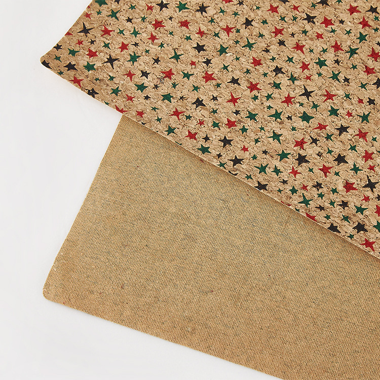 墙饰软木纸星星碎花软木布 软木革工艺品包装箱包天然真软木面料