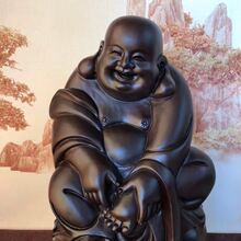 厂家黑檀知足常乐弥勒佛中式木雕摆件家居礼品木质工艺品一件可发