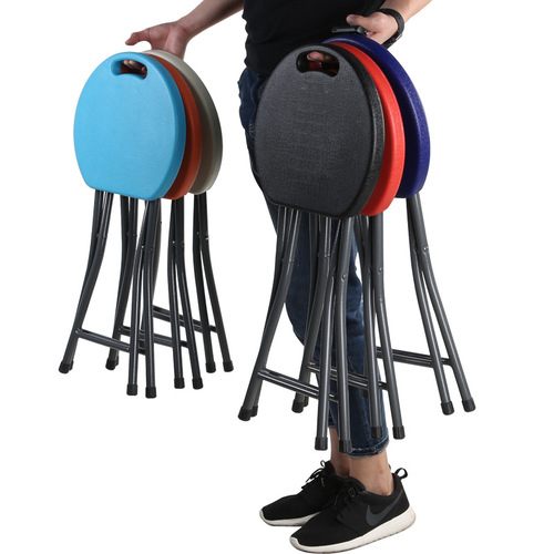 Portable Plastic Folding Stool for Night Market Stalls, Household Thick Dining Stool, Outdoor Bench, Simple Round Stool, Wholesale