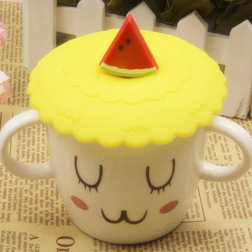 Dust-proof silicone cup lid, creative sealing and leak-proof cup lid, fruit cup lid