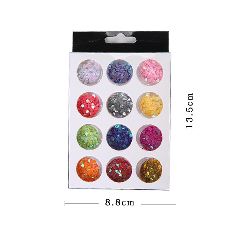 12 colores de uñas belleza Ojo Maquillaje Glitter lentejuelas cerámica suave fruta pieza perla polvo Delgado mezclado accesorios la joyería BRICOLAJE