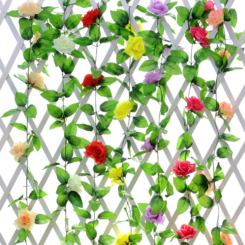 Flor artificial Flor de ratán flor decorativa Flor de seda Flor de plástico flor decorativa flor Rosa flor de la boda techo sinuoso flor Vid