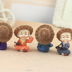 Creative Control Panel Car Dashboard Ornament Cute Four-Ninety-Six Monk Flower Pot Zamioculcas Zamiifolia Micro Landscape Decoration