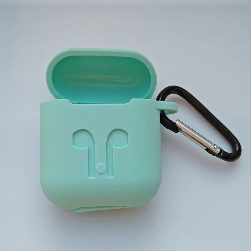 Силиконовый защитный чехол для AirPods, совместим с беспроводными наушниками, 13 цветов, карабин/крючок/верёвка