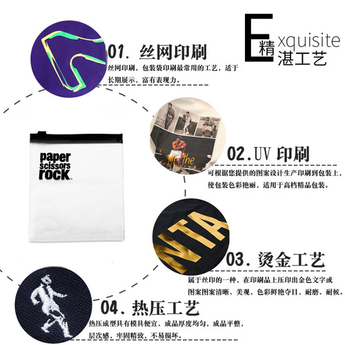 Transparent PVC packaging bag Plastic ziplock bag PVC zipper bag Frosted edge bag Cosmetic bag printing logo