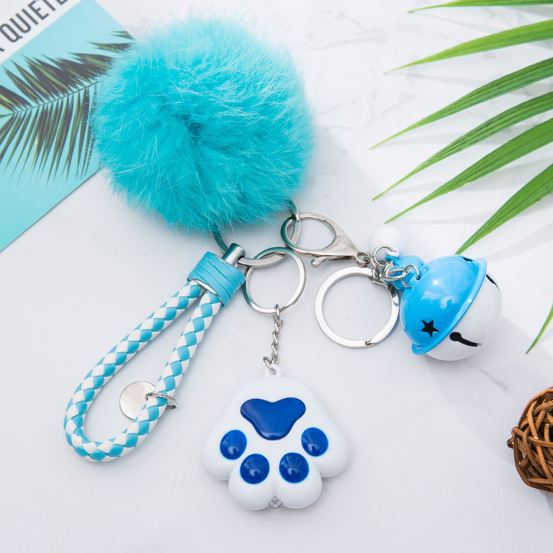 White blue and white bell+blue and white rope+blue hair ball