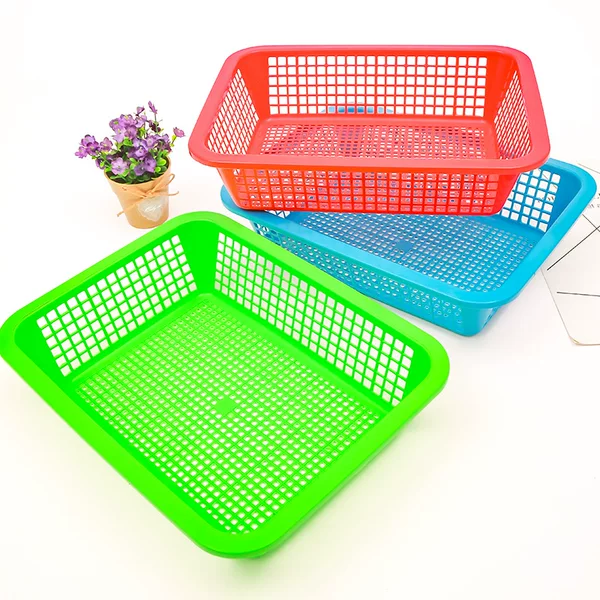 Plastic color Square sieve rectangular plastic basket storage basket turnover blue vegetable washing basket water filter basket wholesale