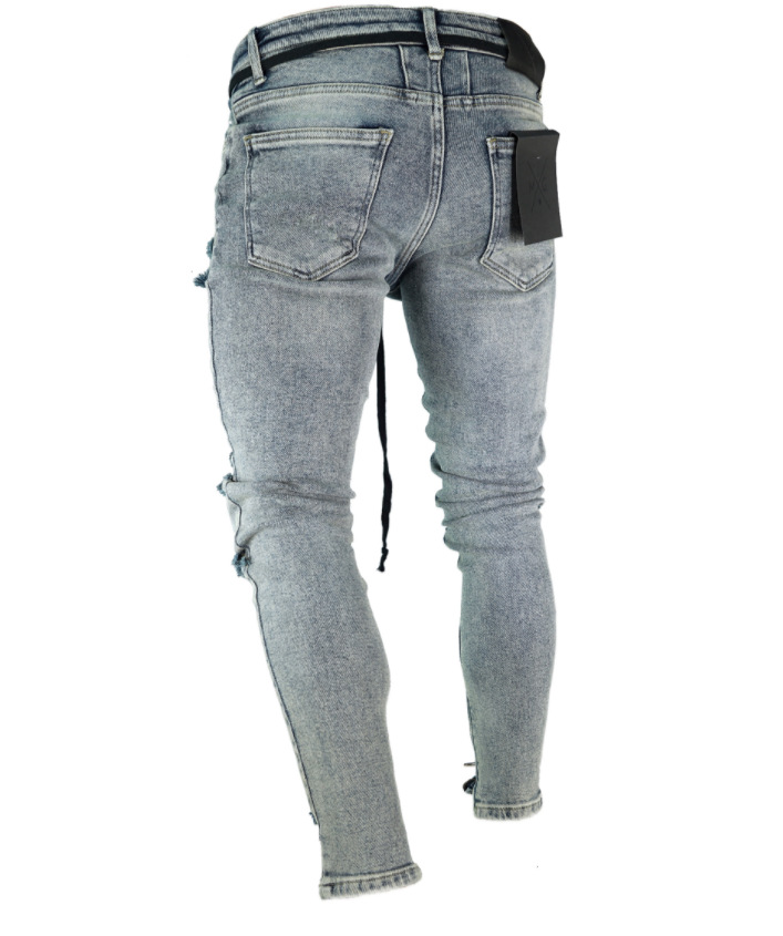 European And American High Street New Jeans Men's Trendy Denim Pants Ripped Zipper Jeans Men's Motorcycle Long Pants Trouser_voghion.com