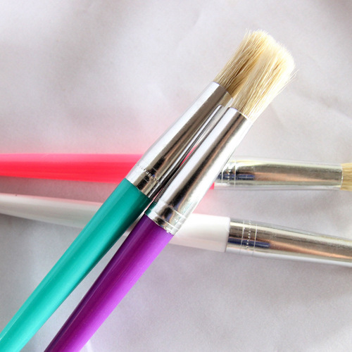 Cross-border oil painting brushes, 4 candy-colored bristle watercolor pens, round-head plastic pole, hollow graffiti brush set