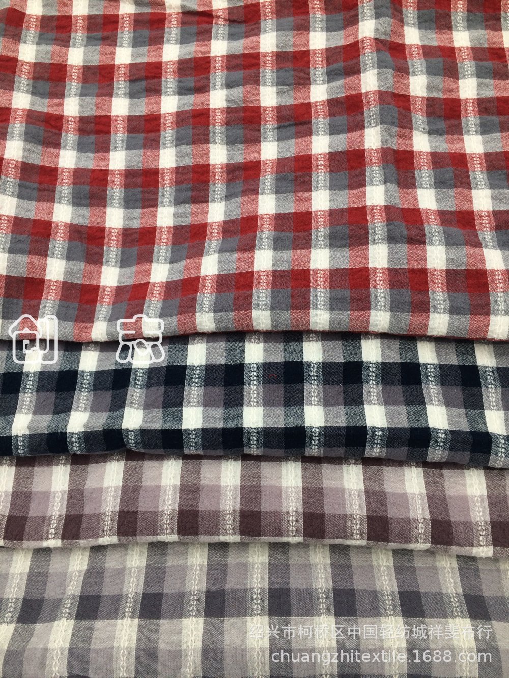 色织朝阳格提花衬衫面料绞综布中国色织专业户水洗绉布先染布