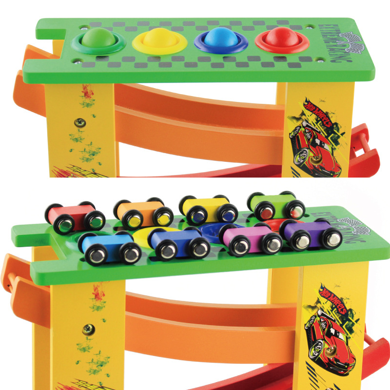 Nuevo planeador educativo multifuncional de la pista de madera para niños diversión para bebés educación temprana inercia diapositiva coche volador de madera