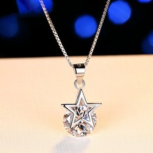 臻荣韩版时尚银饰品 新款五芒星项链 女款五角星星吊坠 一件代发