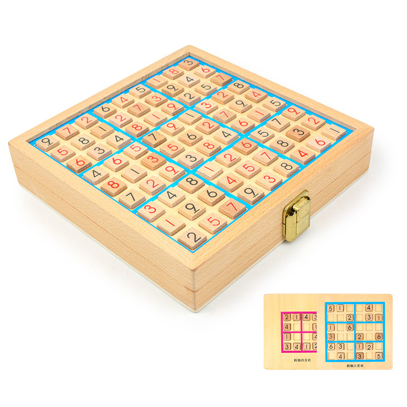 Cuatro seis nueve Sudoku de madera multifuncional juego tres en uno ajedrez inteligencia infantil nueve cuadrícula Sudoku juego de mesa de juguete