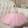 Lace suit, children's sticker, sleevless dress for princess, 2023, European style