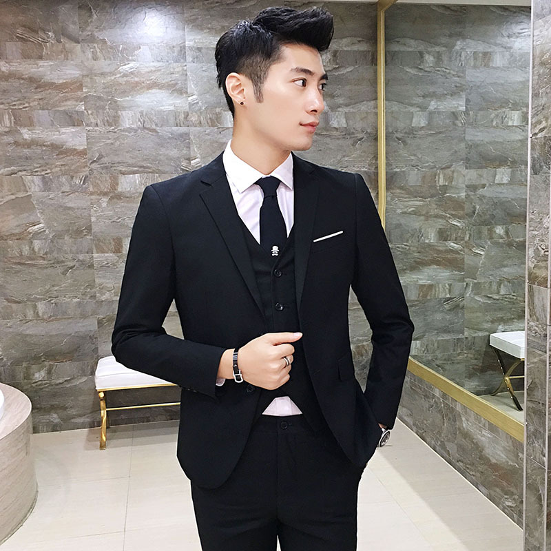 2018 New Men's Business Casual Three-Piece Suit Jacket Bridegroom Best Man Wedding Large Size One-Button Suit