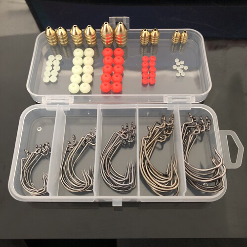Threaded Bullet Copper Crank Hook Bead Blocking Set Texas Fishing Group Lure Accessories Set