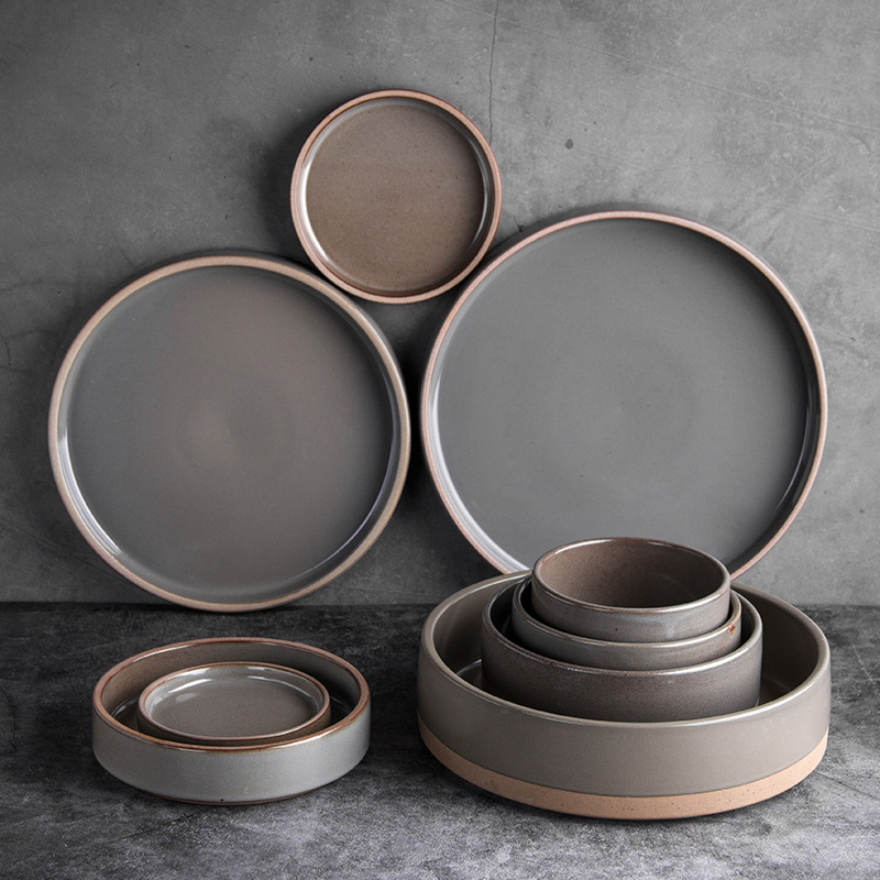 Coreano de cerámica vajilla cena plato tazón taza madera