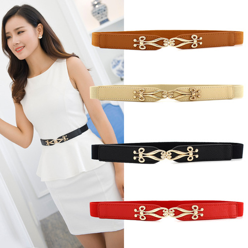 Spring and summer women's thin dress buckle elastic waistband women's fashion accessories thin elastic belt versatile one piece drop shipping