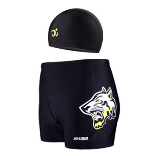 Men's swimming trunks, swimming cap, quick-drying boxer swimming trunks, men's anti-embarrassing swimming trunks, swimming trunks, two-piece set, beach trunks, swimming cap