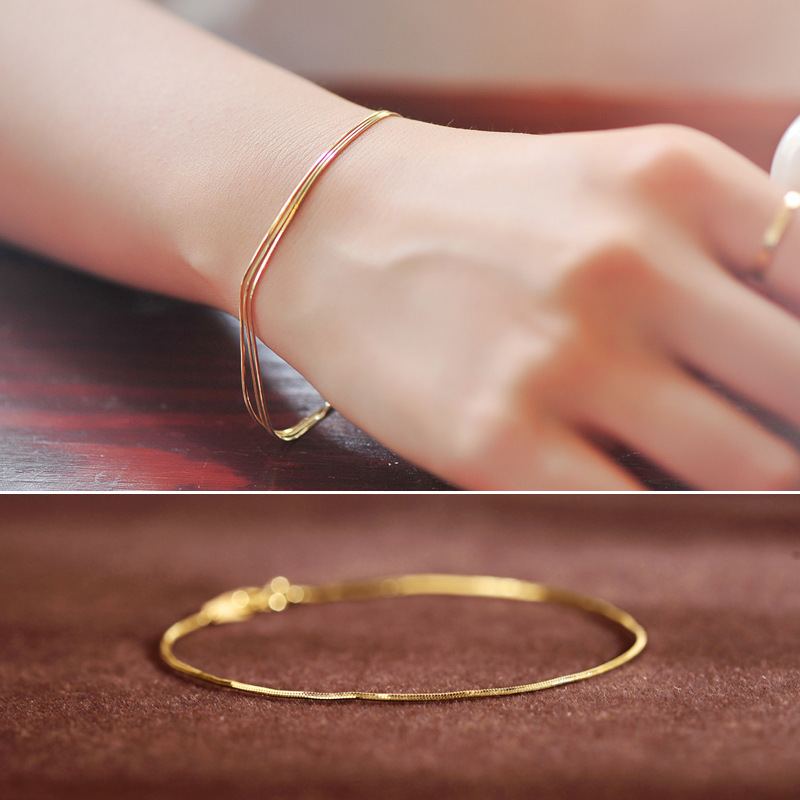 14K Gold Bracelet Necklace Anklet Snake Bone Single Layer Double Layer Three Layer Trendy Hand Jewelry Gold Jewelry 4006 14K Gold Bracelet Necklace Anklet Snake Bone Single Layer Double Layer Three Layer Trendy Hand Jewelry Gold Jewelry 4006