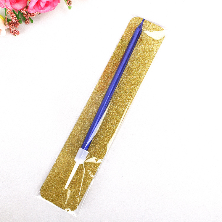 Juego de velas de cumpleaños con pintura metálica al por mayor, pintura de lujo de un solo color para hornear pasteles, lápiz de pintura dorado de una sola pieza.