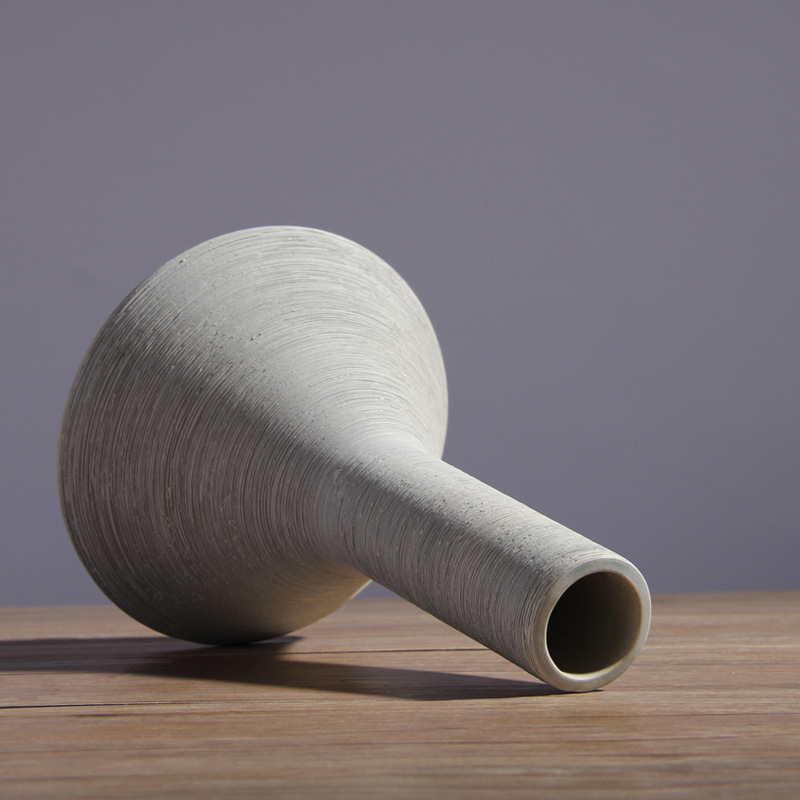 Nuevo chino creativo cepillado llano quema florero de cerámica flor seca arreglo salón hogar suave decoración adornos