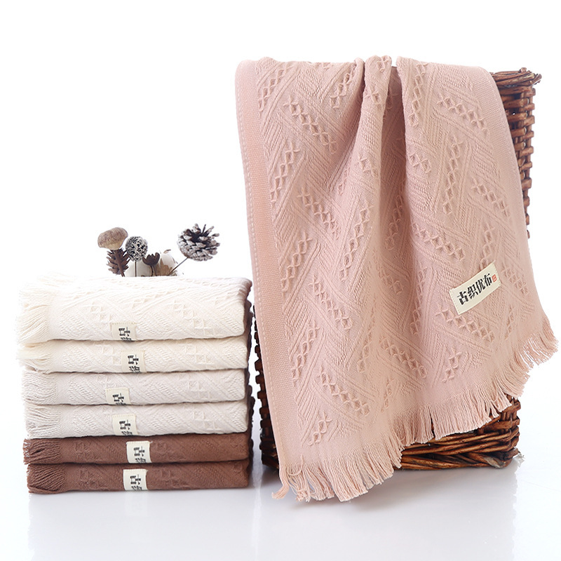 Shangcheng towel ancient woven fabric cotton gauze Japanese and Korean style tassel face towel soft absorbent face towel