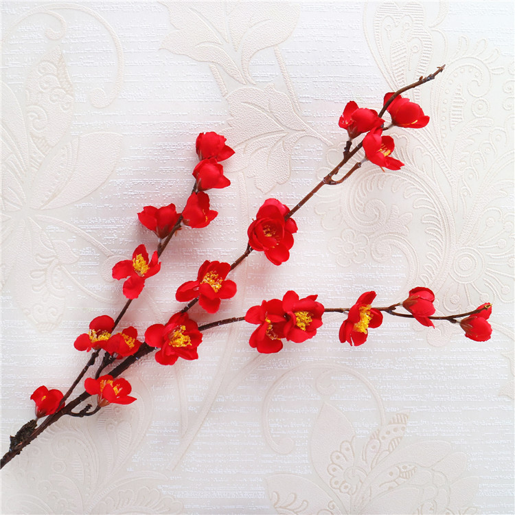 Venta al por mayor chino pastoral flor artificial del ciruelo al por mayor flor falsa pequeña flor del ciruelo rama salón flor decorativa