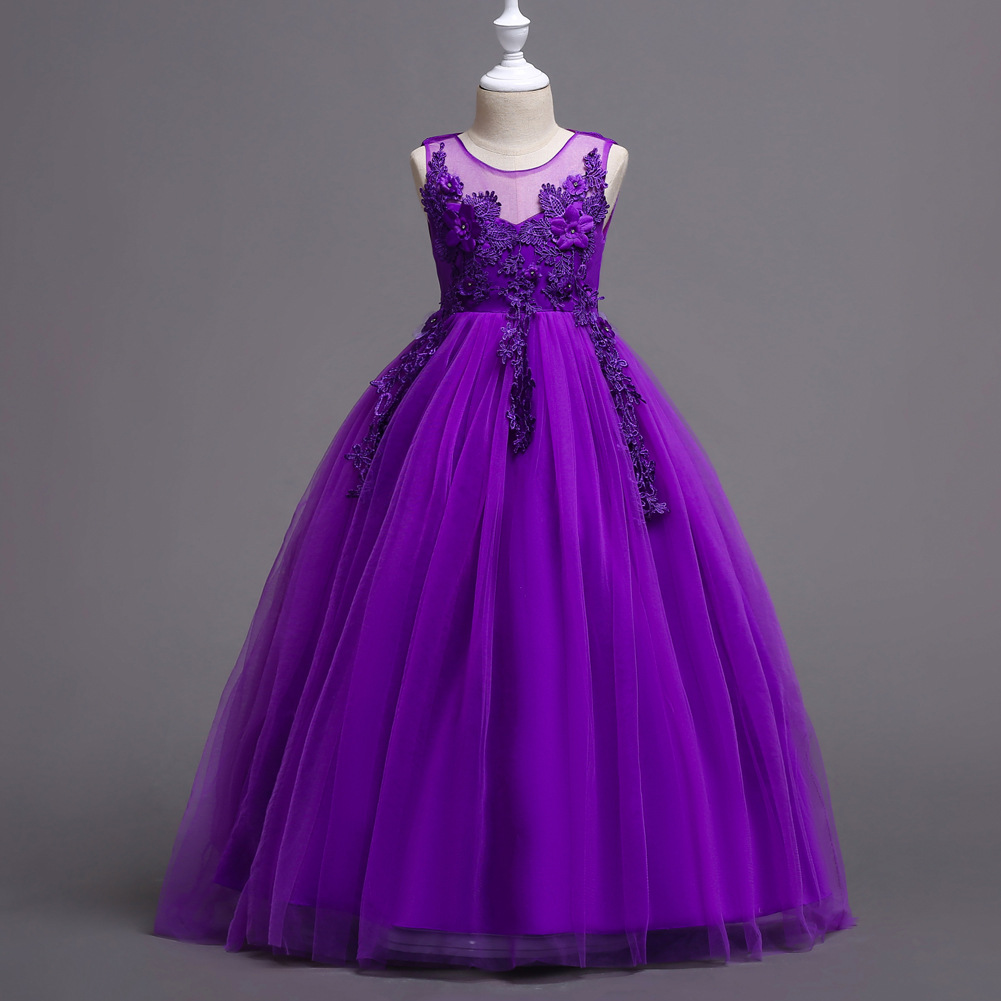 Long skirt, piano performance costume, children's wedding dress, evening dress, princess style, children's clothing 4