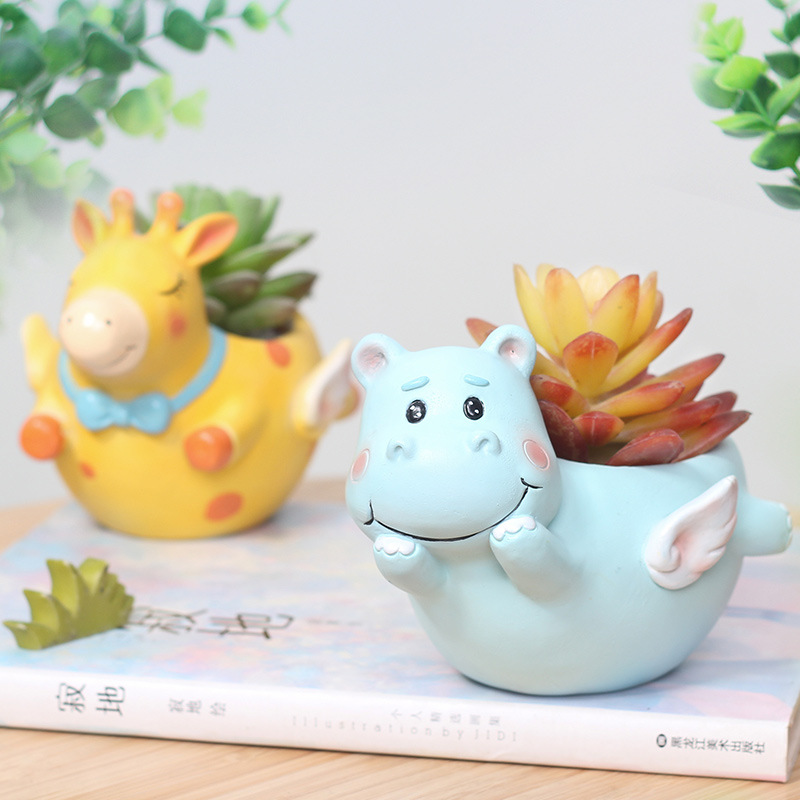 Chậu Cây Resin Chậu cây mọng nước hình gốc cây resin vintage, chậu mini hình động vật, trang trí bàn làm việc (RG-162)