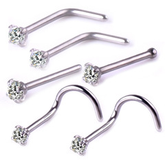 Amazon's best-selling 316L stainless steel nose ring 6-piece set of multifunctional high-quality zircon nose studs