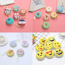 创意圆形马口铁零钱包迷你卡通耳机拉链包儿童硬币收纳小包跨境