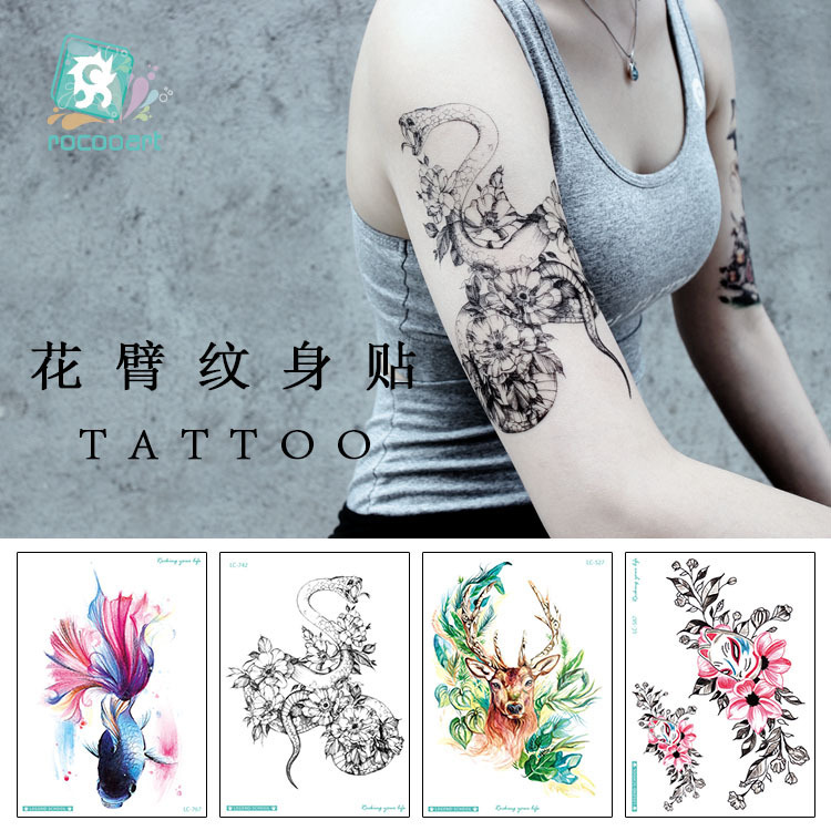 New Waterproof Disposable Large Flower Arm Tattoo Sticker Original Simulation Elk Tattoo Sticker Personalized Tattoo Sticker