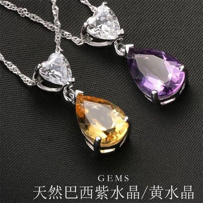 organic accessory with amethyst drop-shaped