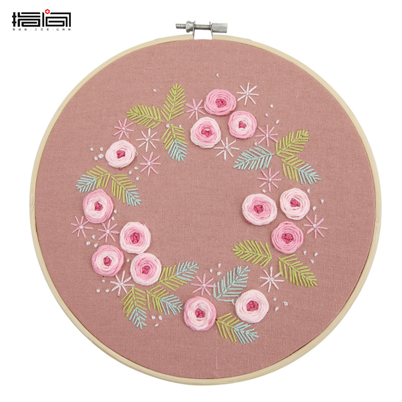 Bordado hecho a mano paquete de material de bricolaje estilo europeo Lu bordado tridimensional logotipo producción adulto principiante cinta bordado colgante pintura