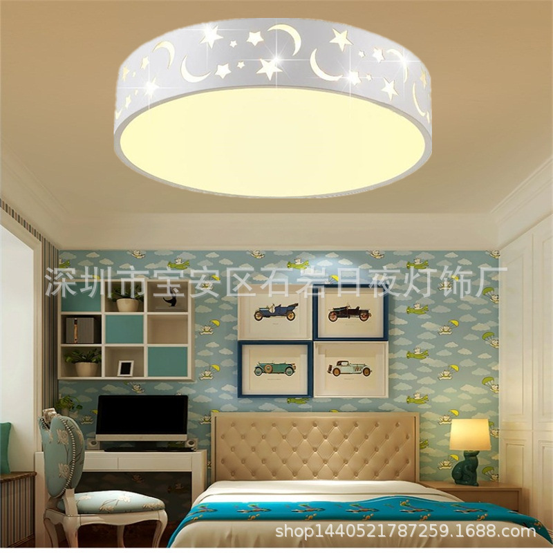 Cartoon round meteor round ceiling lamp flat acrylic cover star Moon edge fashion simple bedroom study lamp