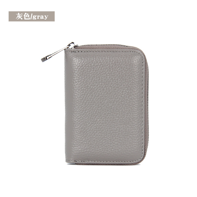 トップ層牛革防磁rfid本革男女共通カードバッグ多機能証明書バッグジッパーカードカバー名刺バッグ