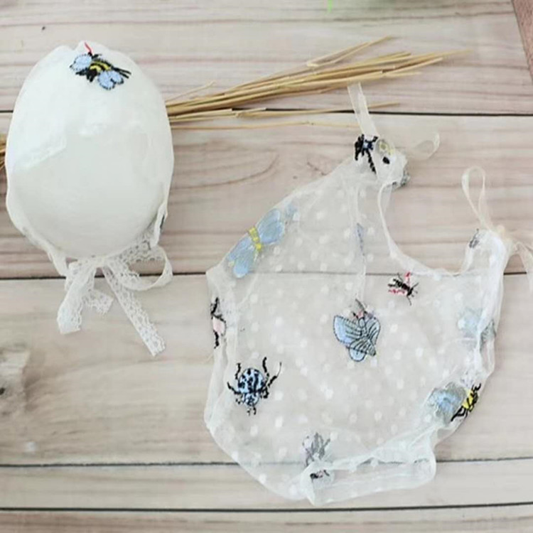 宝沃道具新款蕾丝露背装新生儿拍照连体衣蕾丝公主夏薄款摄影服装