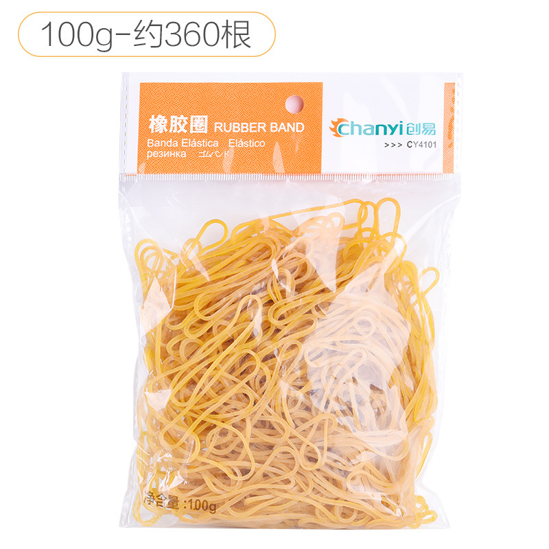 创易小包装100g黄色透明橡皮筋橡胶圈牛皮筋学生办公用品厂家批发|ru