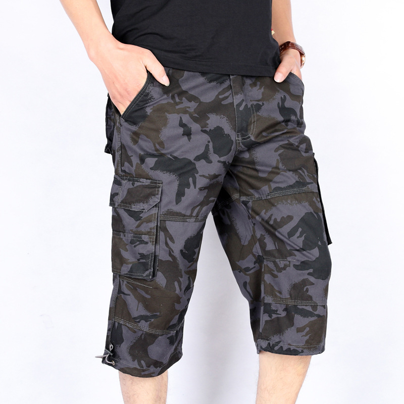 Summer Thin Camouflage Capri Pants Men's Work Shorts plus size Pants Breeches Beach Pants Big Trousers in stock