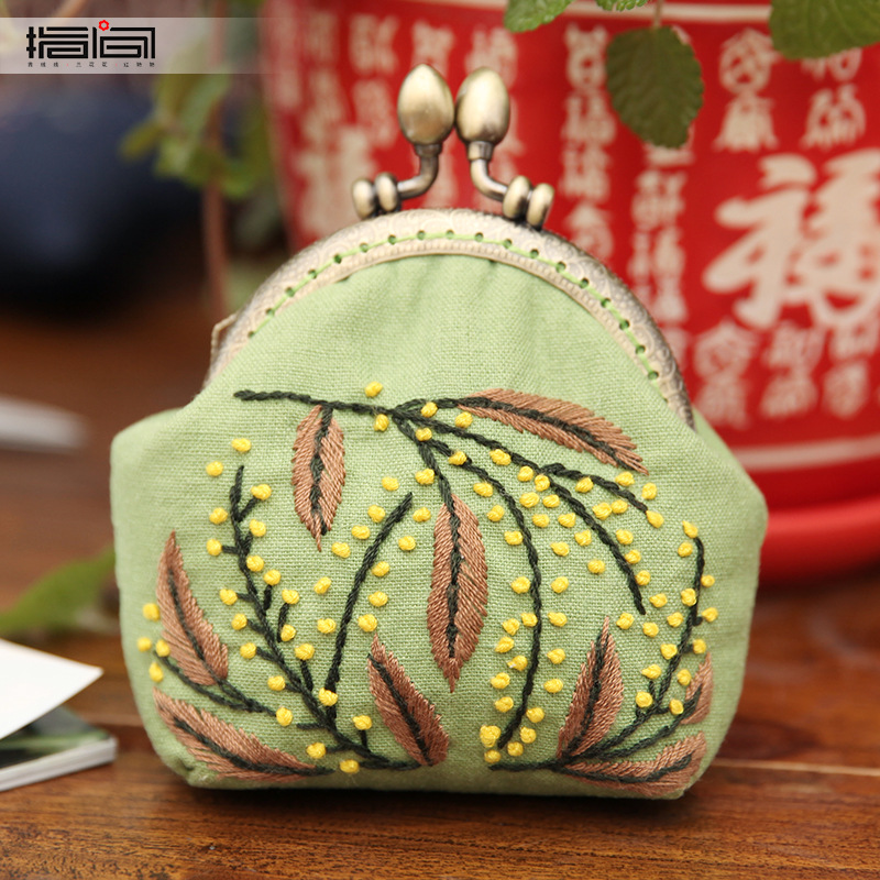 Jinhao tela de bolsillo Bolsa de Oro hecho a mano material de bricolaje bolsa de almacenamiento de flores de tela artesanía cartera