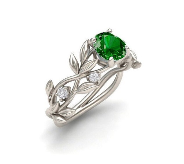 Hot-selling New European And American Princess Olive Leaf Engagement Ring Set With Blue Diamonds, Jewelry Wholesale_voghion.com