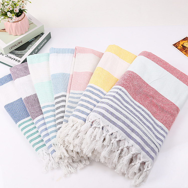 European and American Explosions Yarn-dyed Cotton Turkish Beach Towel with Tassel Cotton and Linen Striped Quick-drying Shawl Outdoor picnic mat European and American Explosions Yarn-dyed Cotton Turkish Beach Towel with Tassel Cotton and Linen Striped Quick-drying Shawl Outdoor picnic mat