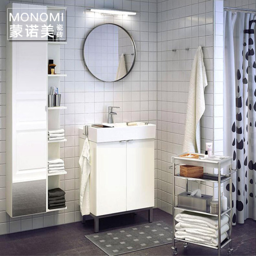 Factory direct sales Foshan tiles small white tiles 300 black and white ceramic mosaics bathroom tiles gray tiles