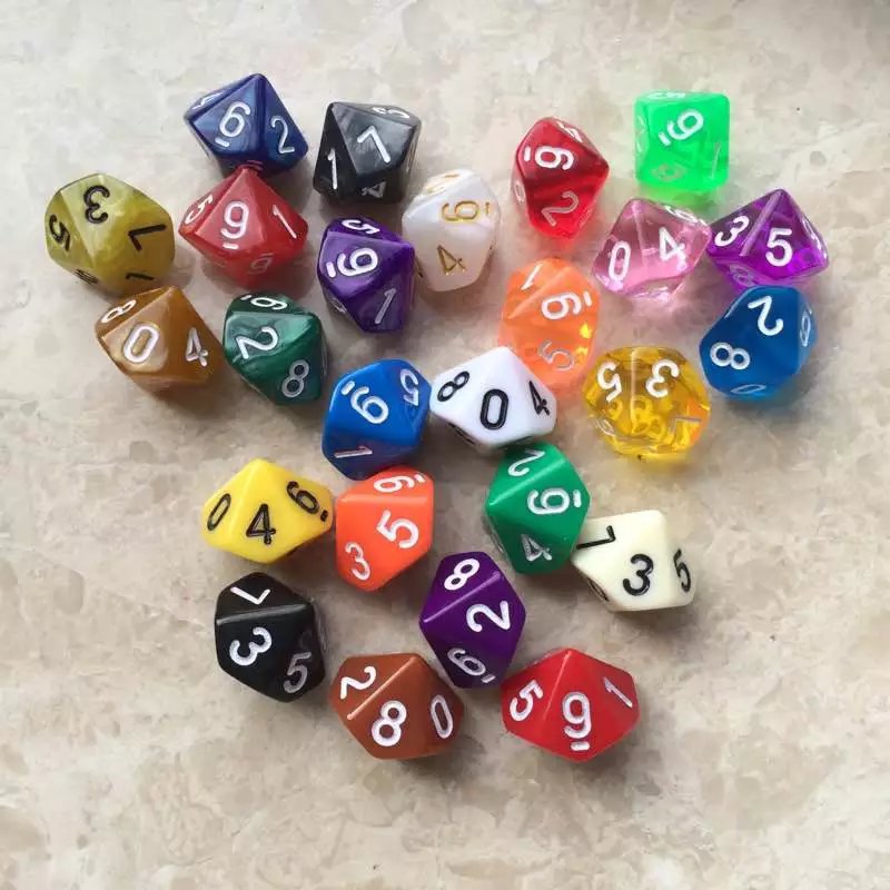 0-9 dados digitales de diez lados dados de 10 lados que enseñan a los dados juego de entretenimiento tamiz de dados de varios lados