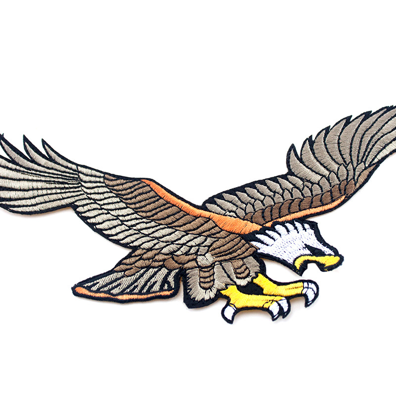 厂家制造补丁贴雄鹰服装绣花标飞鸟绣花章电脑刺绣贴欧美肩