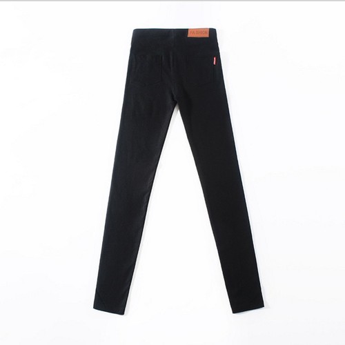 Slim-fit black pencil pants for outerwear and as base layers—women's figure-flattering, high-stretch, ankle-tight trousers available in plus sizes with exceptional elasticity.