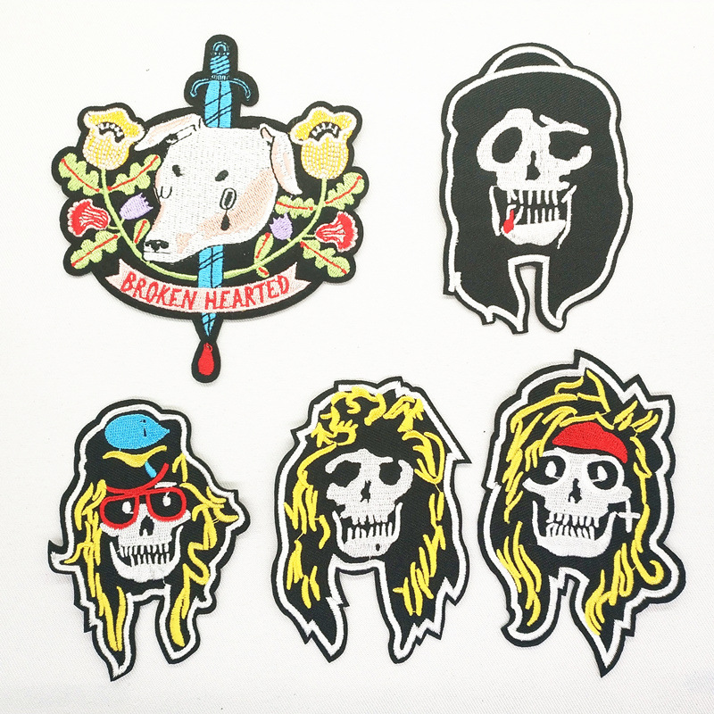跨境爆款徽章刺绣鬼头补丁补贴刺绣贴DIY刺绣布贴卡通布贴
