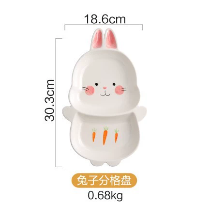 Children's Ceramic Tableware Set, Hand-Painted Animal Designs, Cute Gift Box
